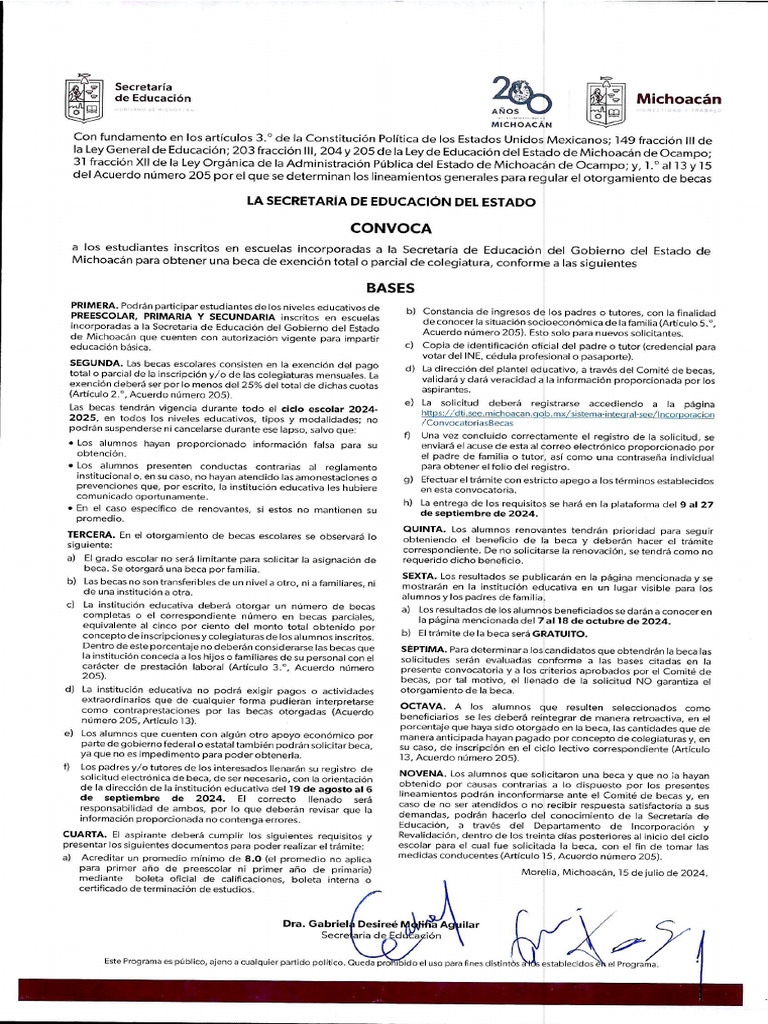 Convocatoria Becas Basica 2024 2025 | PDF