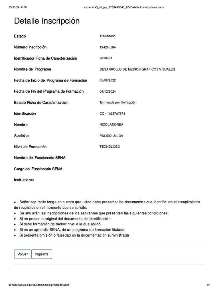 Requisitos y Detalles de Inscripción SENA | PDF