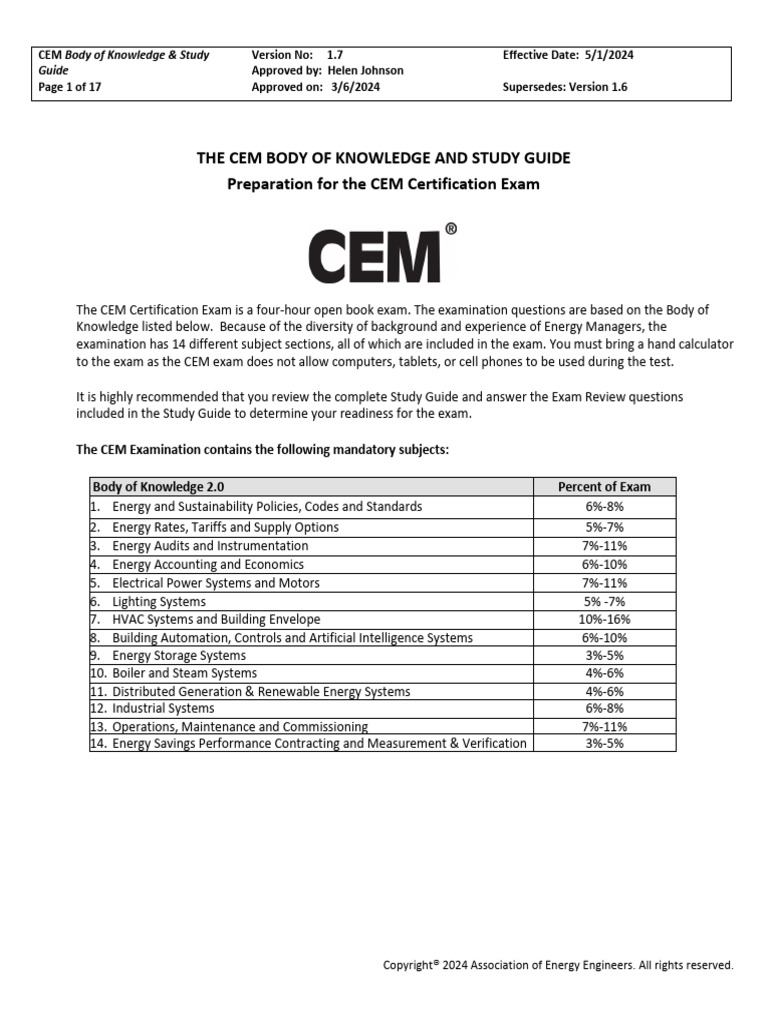 Certified Energy Manager-Body of Knowledge v2024 | PDF | Boiler | Lighting