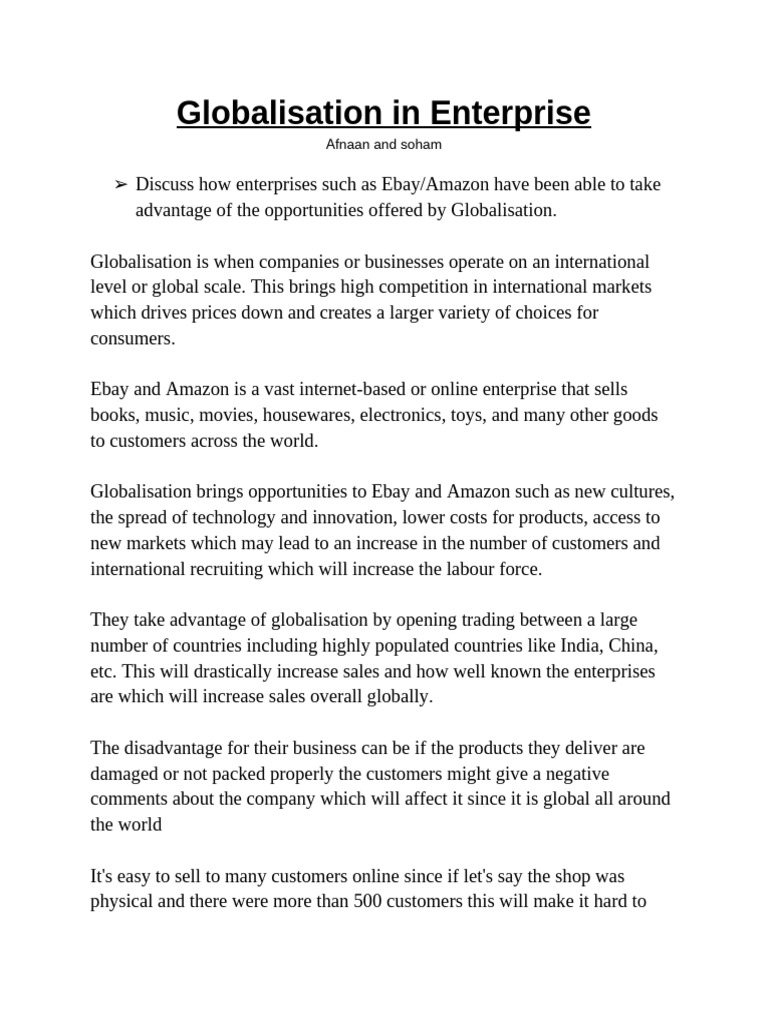 Enterprise - Globalisation | PDF | Social Science | Computers