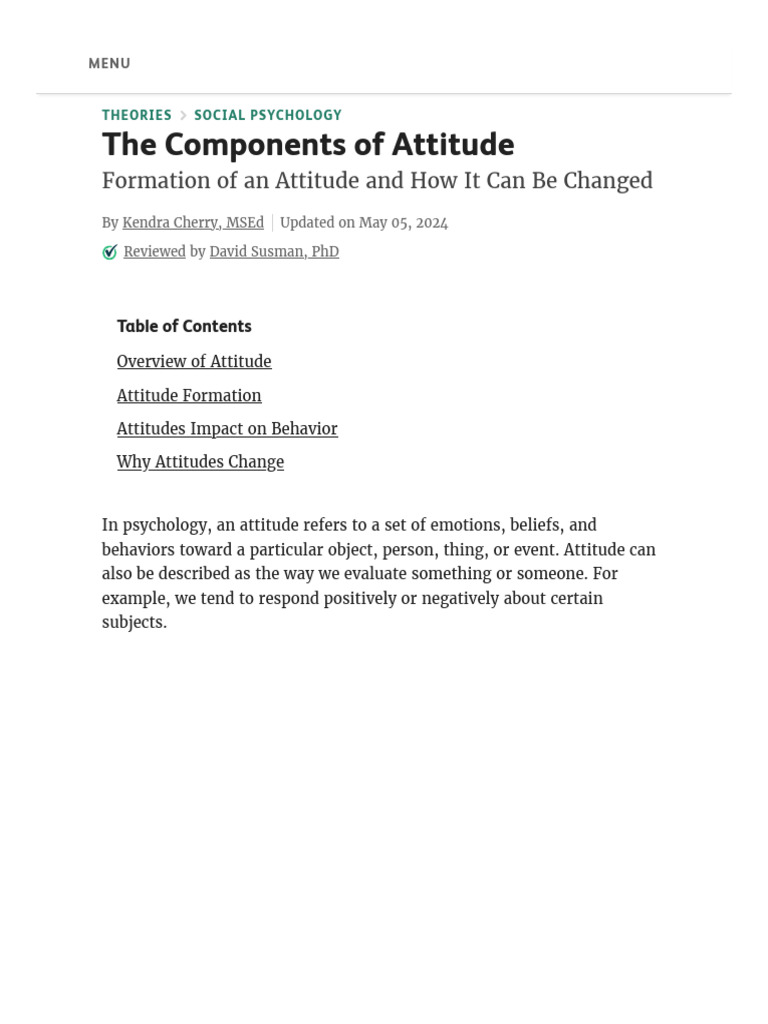 Understanding Attitude Formation and Change | PDF | Attitude ...