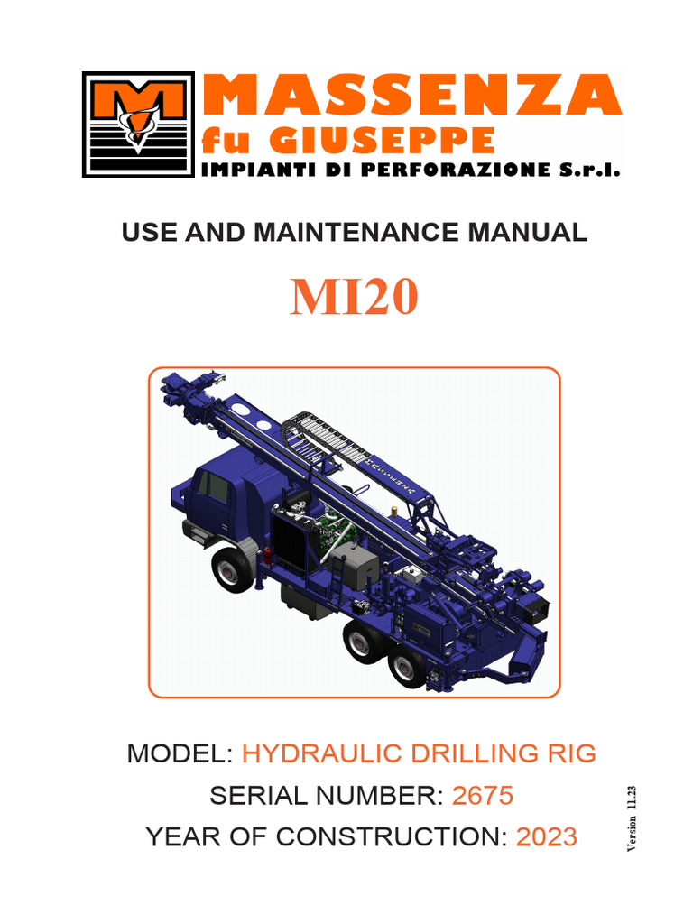 MI20 Hydraulic Drill Rig Manual | PDF | Safety | Pump