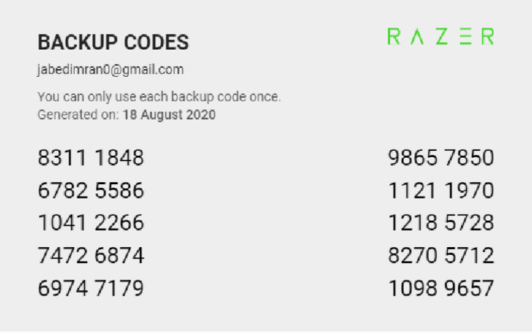 Razer Id Codes 1639505038337 | PDF