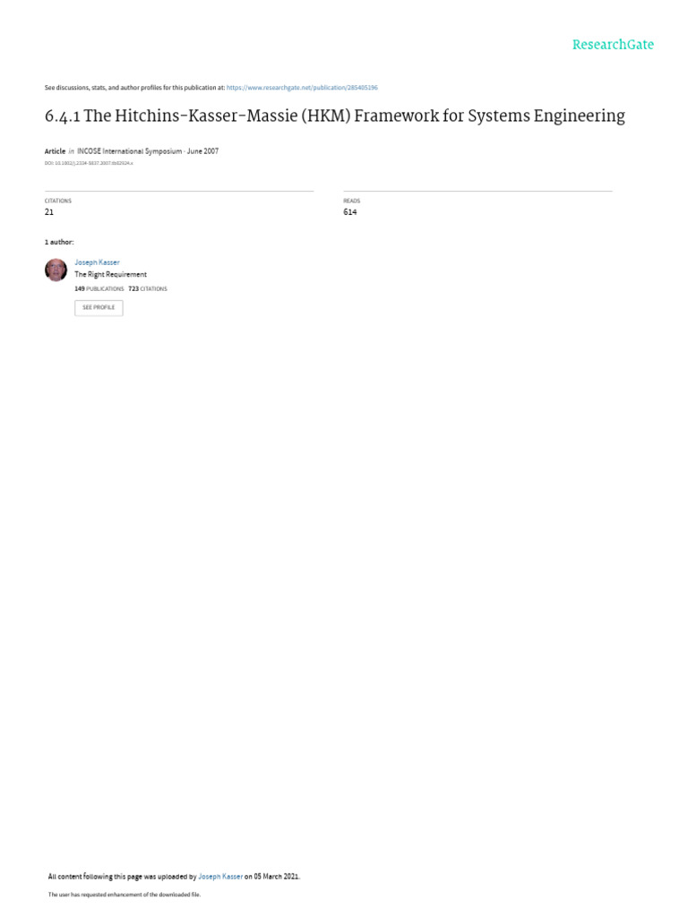 HKM Framework for Systems Engineering | PDF | Systems Engineering | System