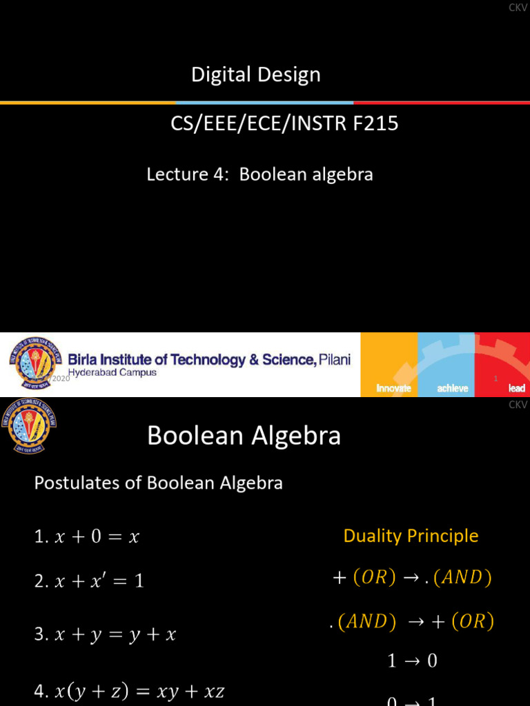 Lecture 4 Boolean Algebra | PDF | Boolean Algebra | Teaching Mathematics