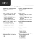 Grade 8 Atomic Structure Worksheet | PDF | Atoms | Proton