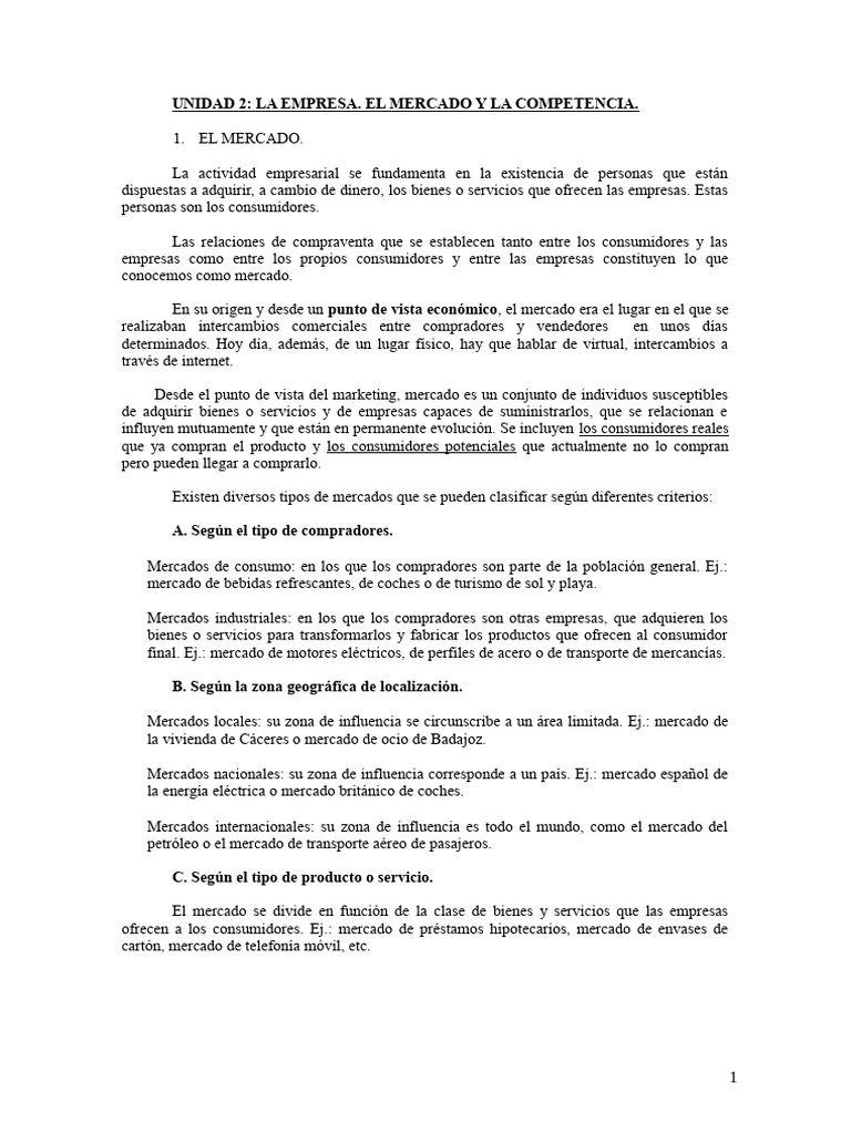 Mercado y Competencia en la Empresa | PDF | Mercado (economía) | Precios
