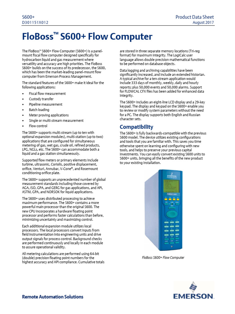 FloBoss S600+ Flow Computer Overview | PDF | Input/Output | Usb
