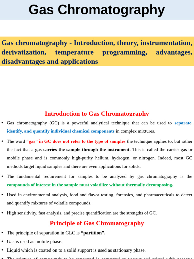 Overview of Gas Chromatography | PDF | Gas Chromatography | Chromatography