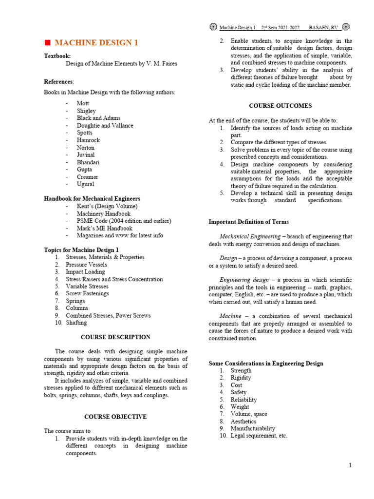 MD1 01 Stresses Mar2022 | PDF | Bending | Beam (Structure)