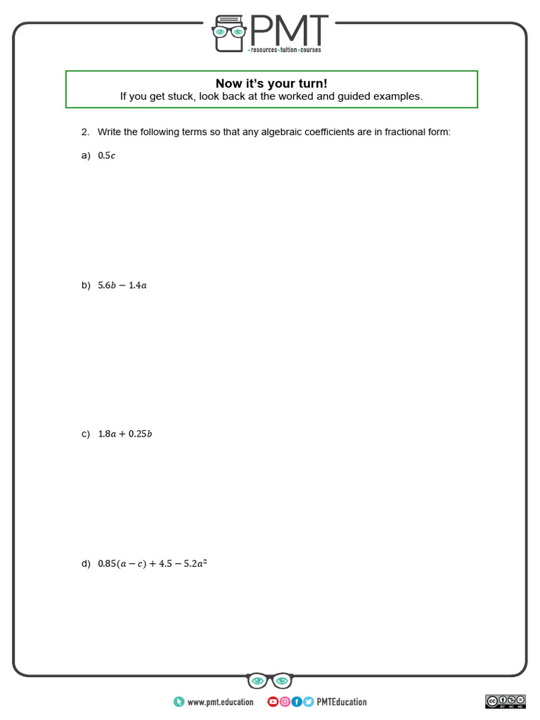 Notation and Vocabulary Worksheet - Algebra - Maths GCSE Page 5 | PDF
