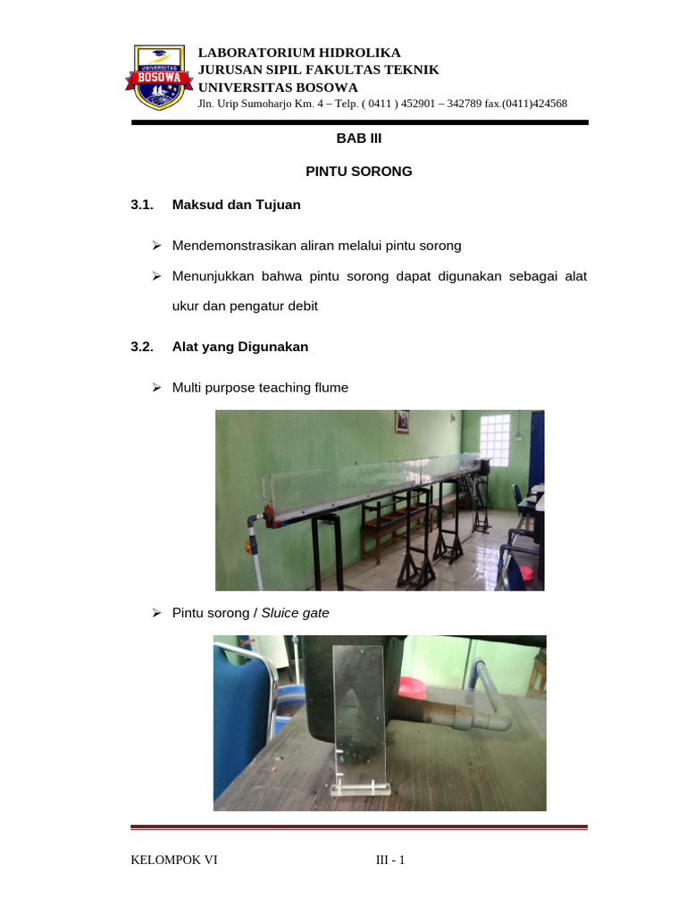Pintu Sorong: Pengukuran dan Pengaturan Debit | PDF