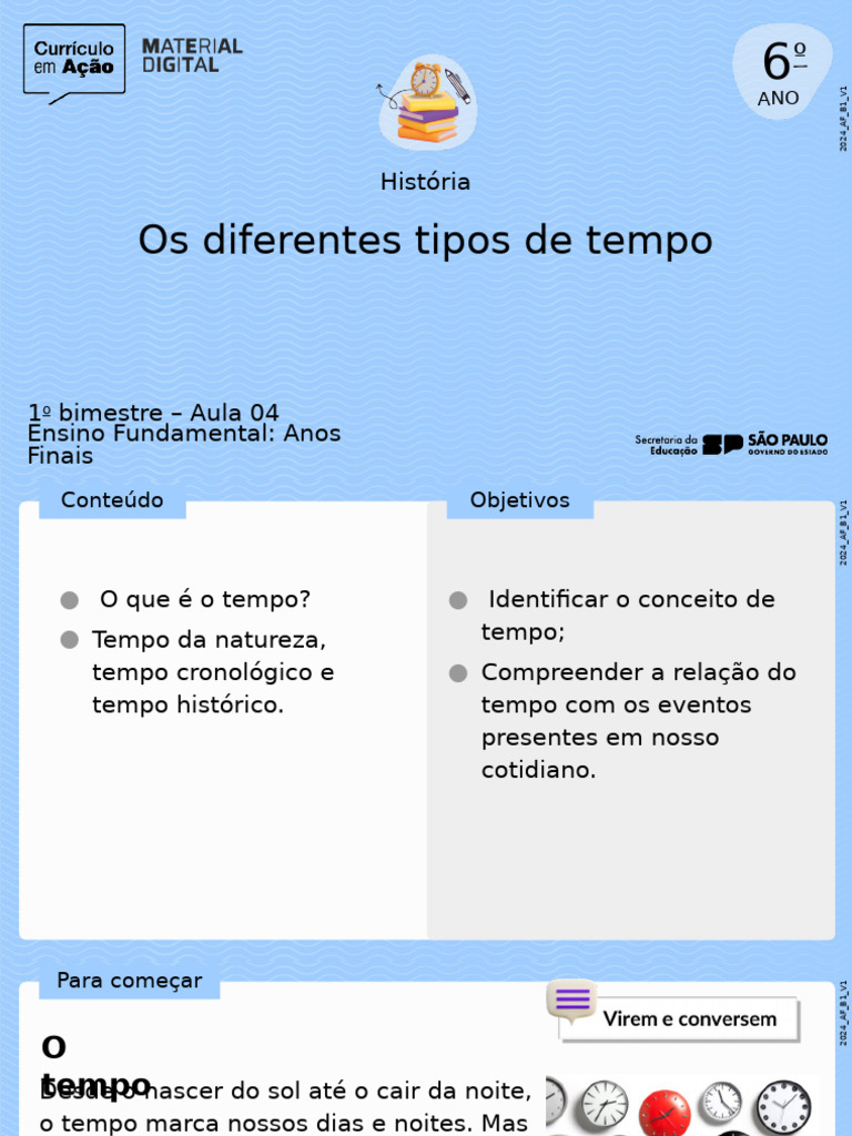 Tipos de Tempo: Natureza, Cronológico e Histórico | PDF | Tempo | Humano