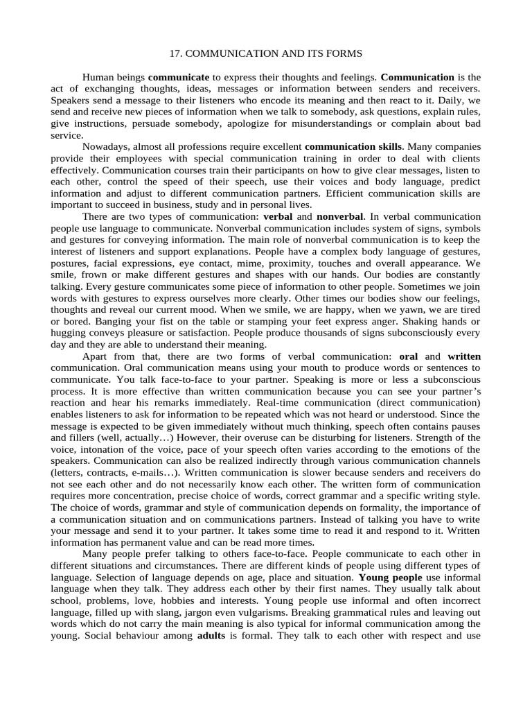 Understanding Communication Forms | PDF | Communication | Nonverbal ...