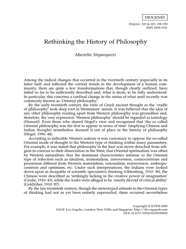 Stepanyants - Rethinking The History of Philosophy (2009) | PDF ...