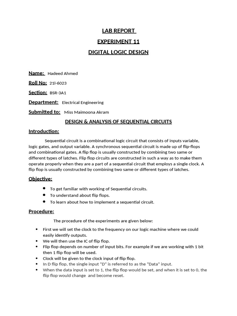 DLD Labrep 11 | PDF | Electrical Engineering | Digital Technology