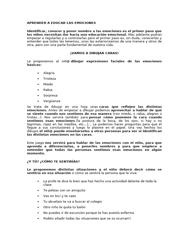 Educación Emocional para Niños | PDF | Las emociones | Sicología