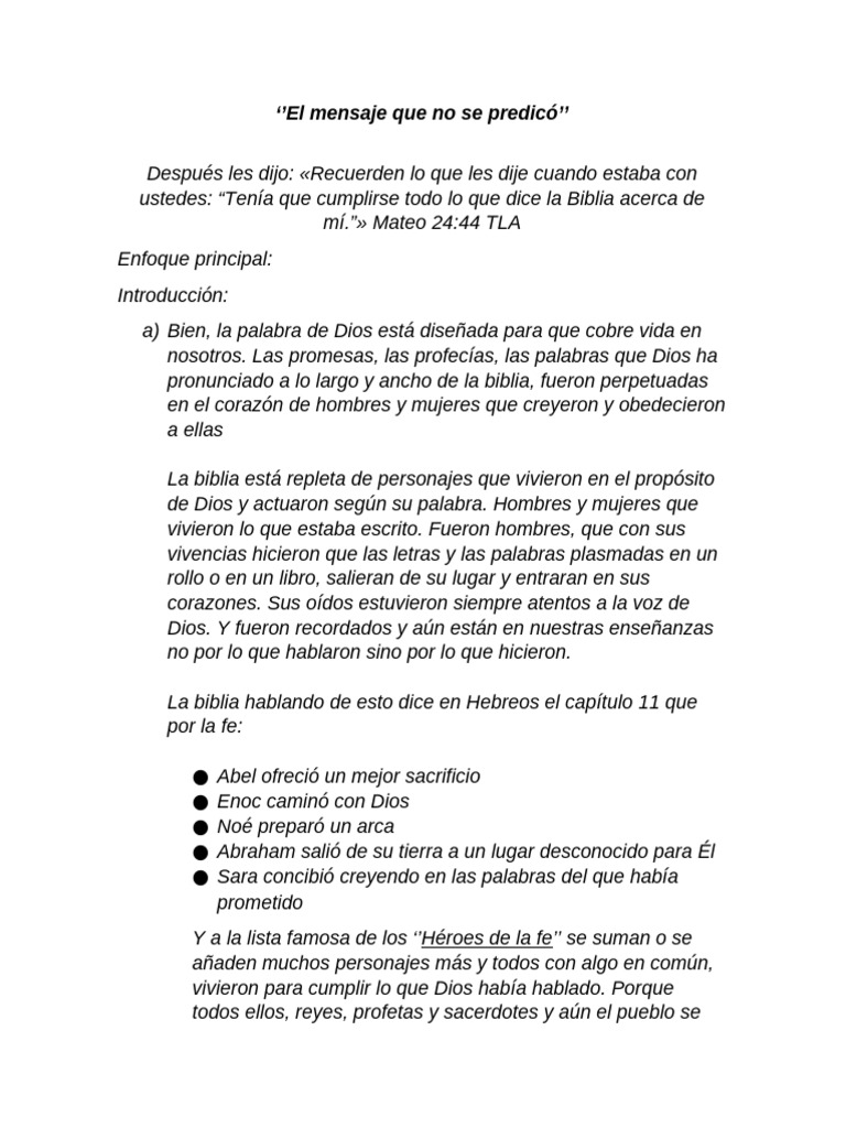 'El Mensaje Que No Se Predicó'' | PDF | Biblia | Jesús