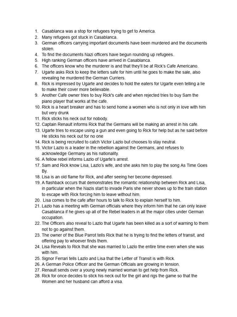 Casablanca plot notes pdf mystery thriller crime fiction
