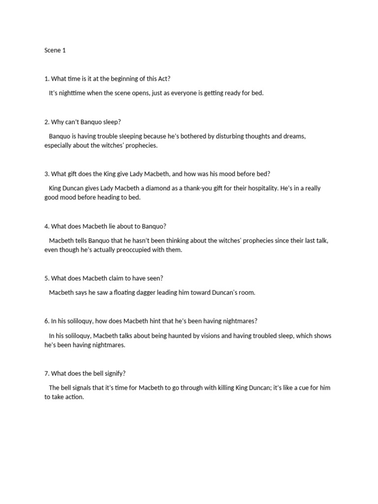 Macbeth Act 2 Analysis and Questions | PDF | Macbeth