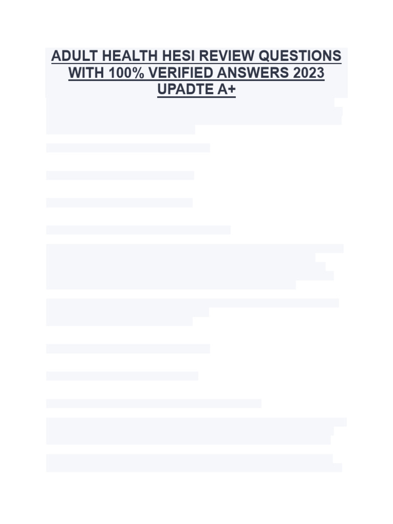 Adult Health HESI Review 2023 | PDF | Intravenous Therapy | Chronic ...