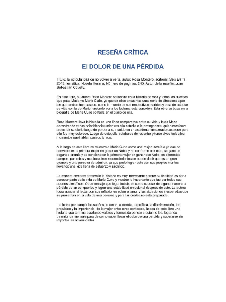 Ejemplo de Reseña Critica. | PDF