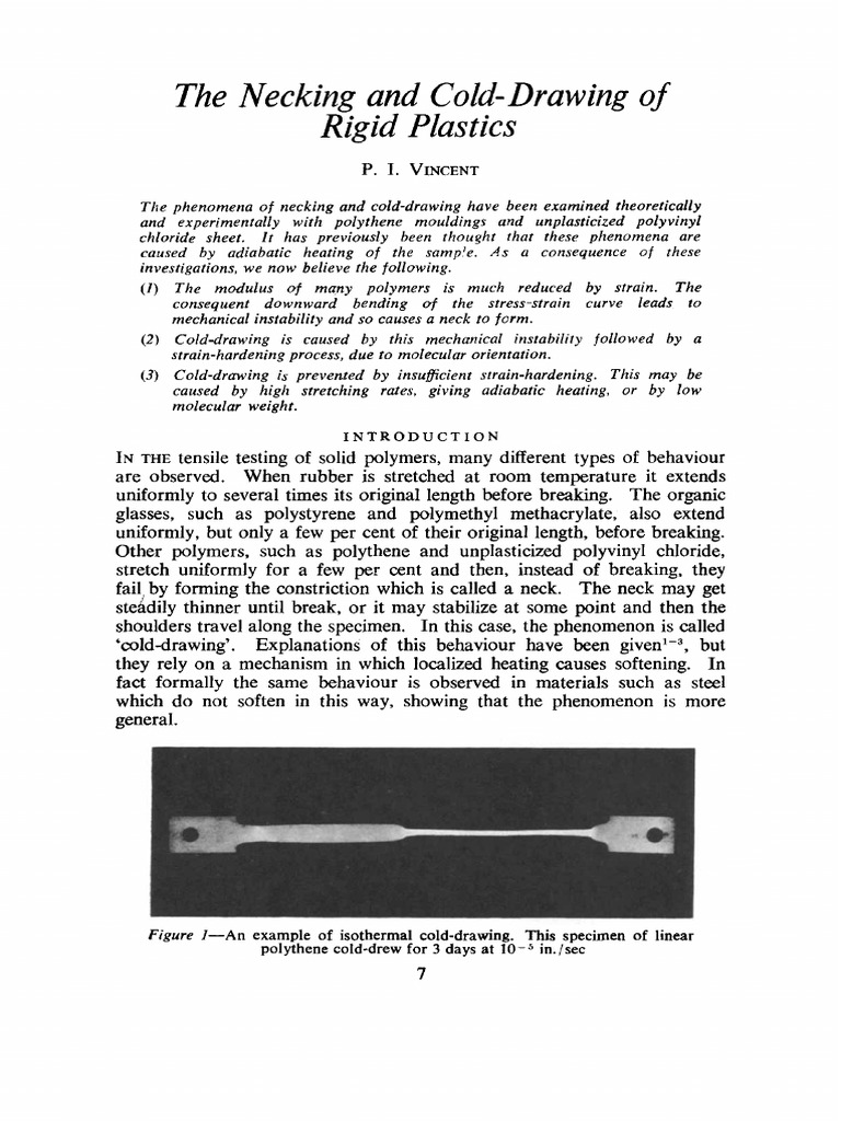 Necking and Cold-Drawing in Plastics | PDF | Deformation (Engineering ...