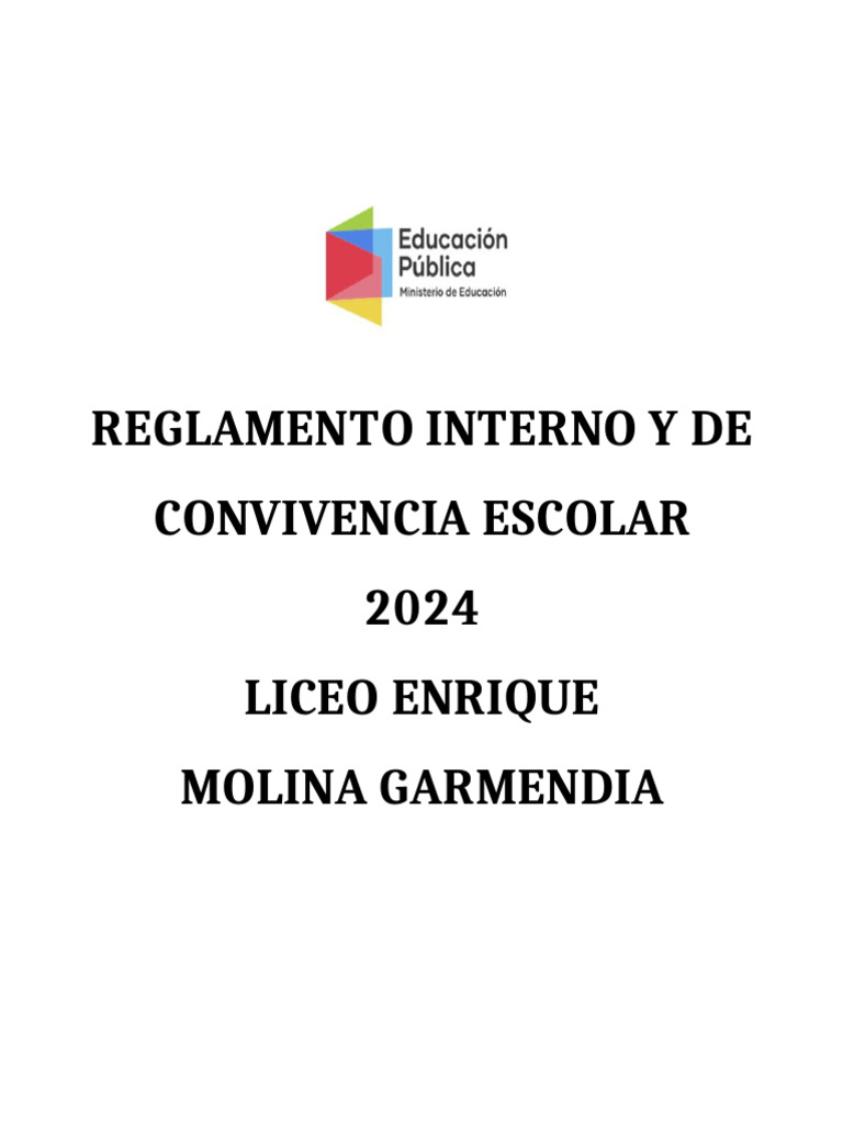 Reglamento Interno Convicencia Escolar 2024 OFICIAL | PDF | Maestros ...