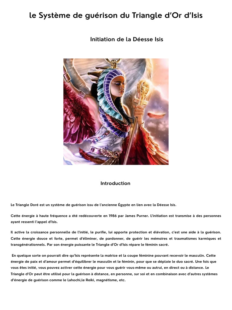 Initiation Au Système De Guérison Du Triangle D'Or D'Isis - Livret Ou Support Neuf