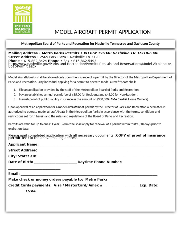 Model Aircraft Permit Application Form | PDF | Technology & Engineering