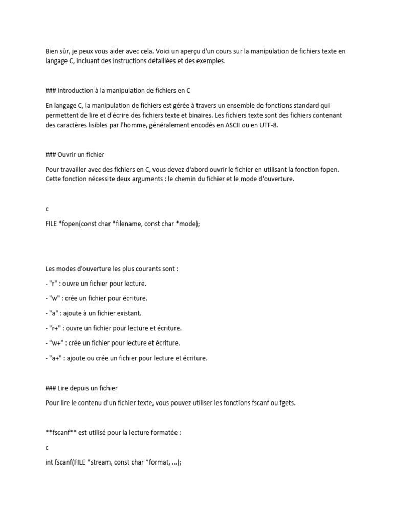 Ouvrir et manipuler des fichiers en C | PDF | Fichier informatique ...