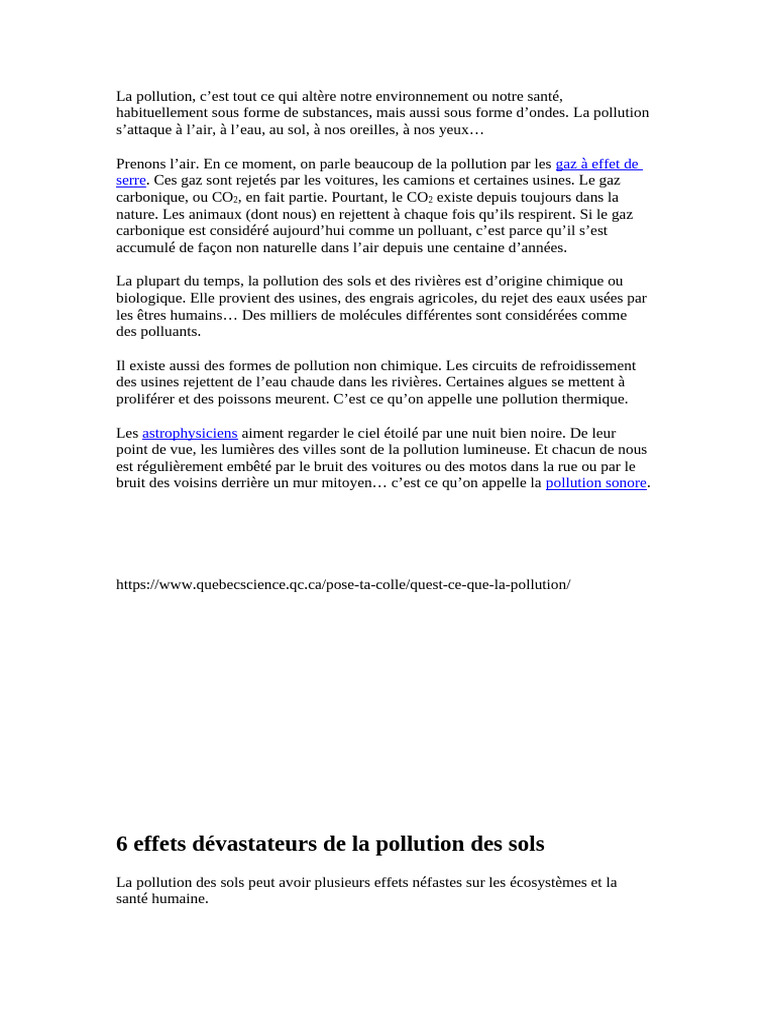 Effets et solutions contre la pollution du sol | PDF | la pollution ...