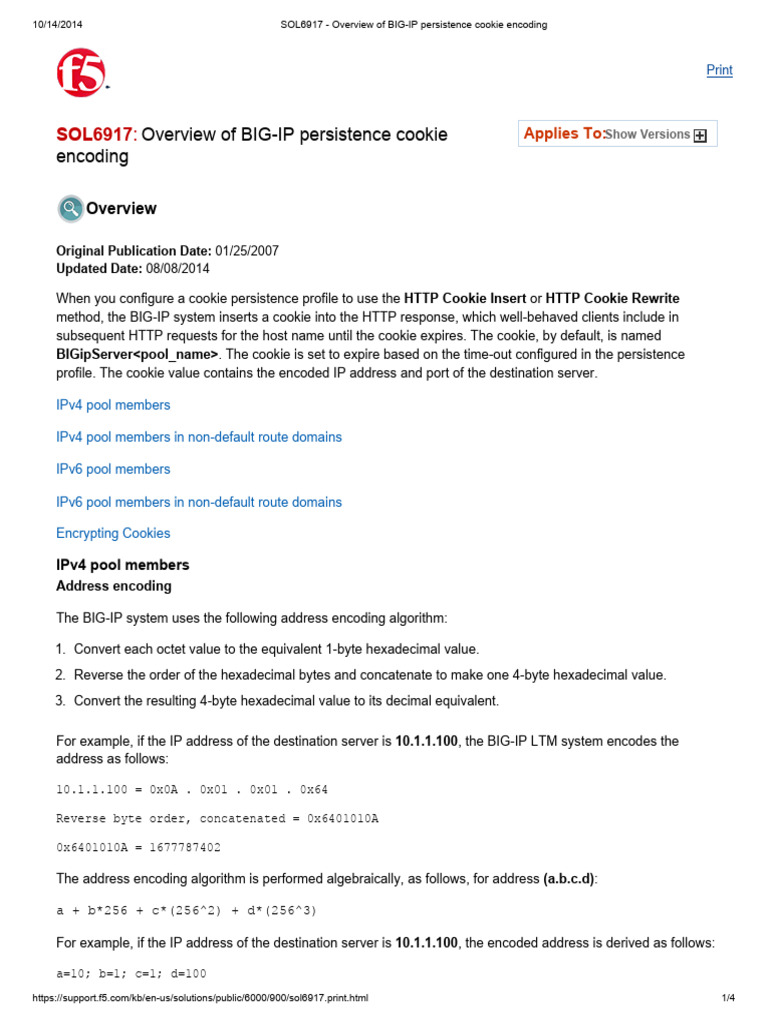 BIG-IP Persistence Cookie Encoding Guide | PDF | Http Cookie | Ip Address