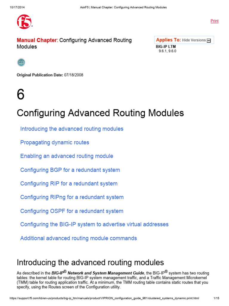 Configuring Advanced Routing Modules | PDF | I Pv6 | Routing