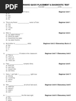 Straightforward Quick Placement & Diagnostic Test: Grammar Beginner Unit 1