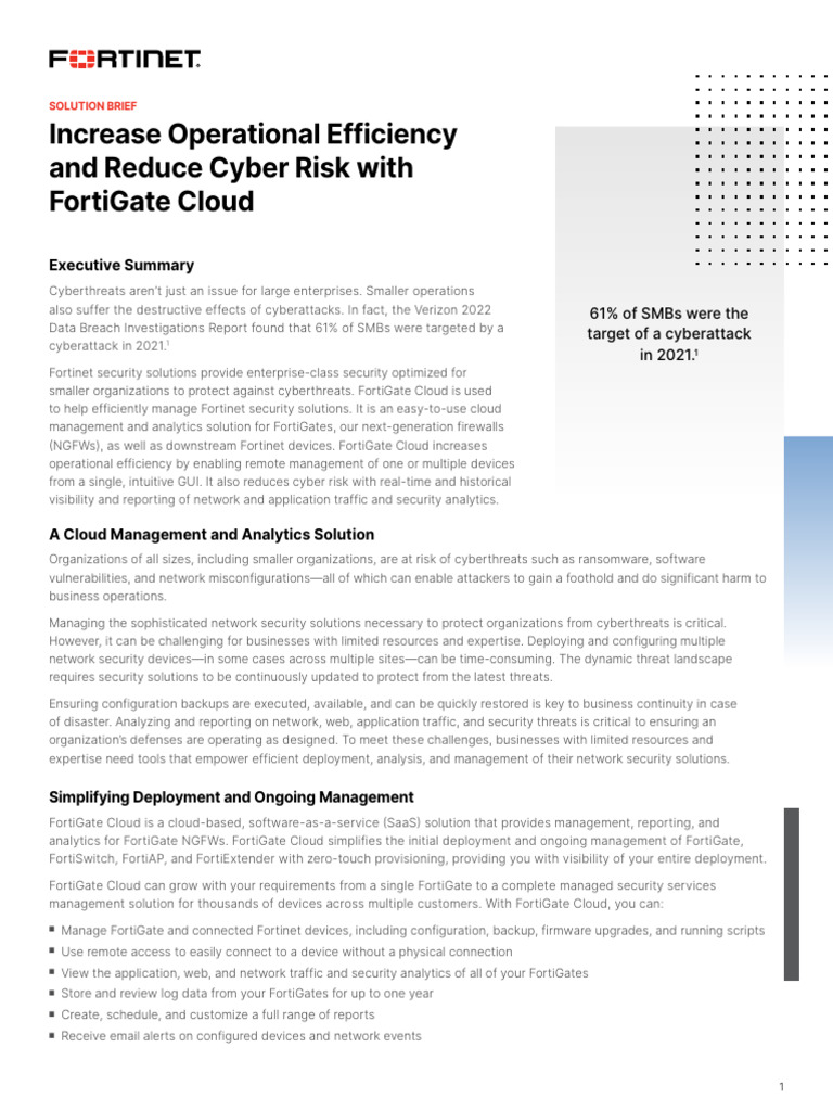 Optimize SMB Security with FortiGate Cloud | PDF | Security | Computer ...