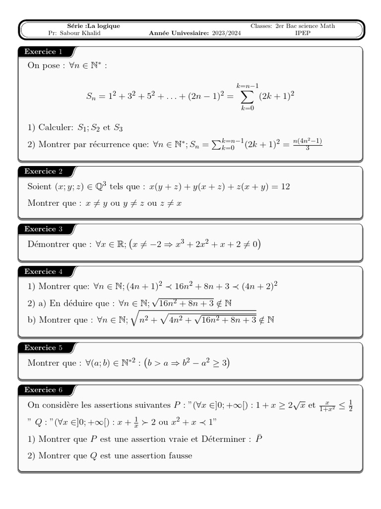 La Logique Exercices | PDF | Logique mathématique