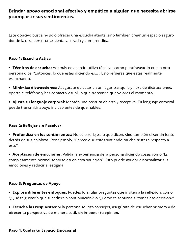 Estrategias para Apoyo Emocional Efectivo | PDF | Las emociones ...