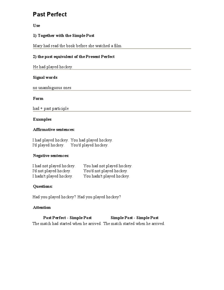 Understanding Past Perfect Tense | PDF