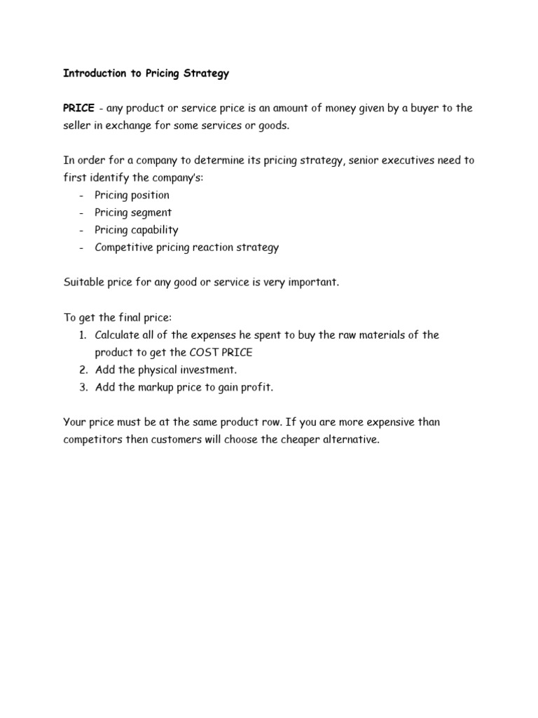Pricing Strategy - Lesson 1 | PDF | Prices | Pricing