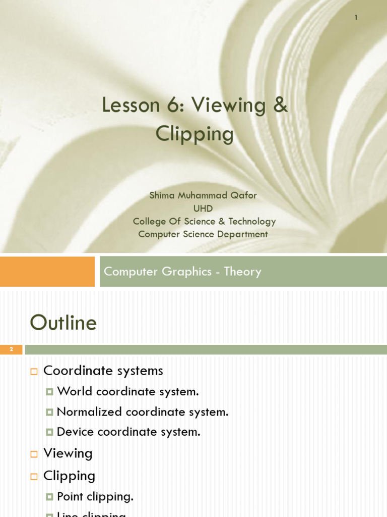 2D Viewing and Clipping in Graphics | PDF | 2 D Computer Graphics ...