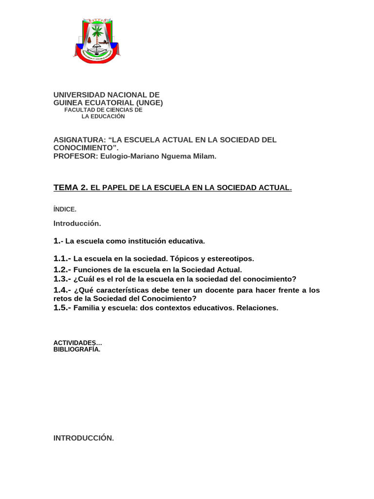 Rol de la Escuela en la Sociedad Actual | PDF | Enseñando | Escuelas