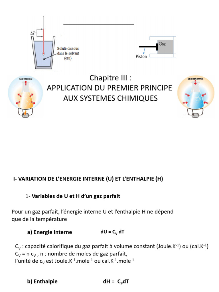 Énergie interne et enthalpie des gaz parfaits | PDF | Enthalpie | La nature
