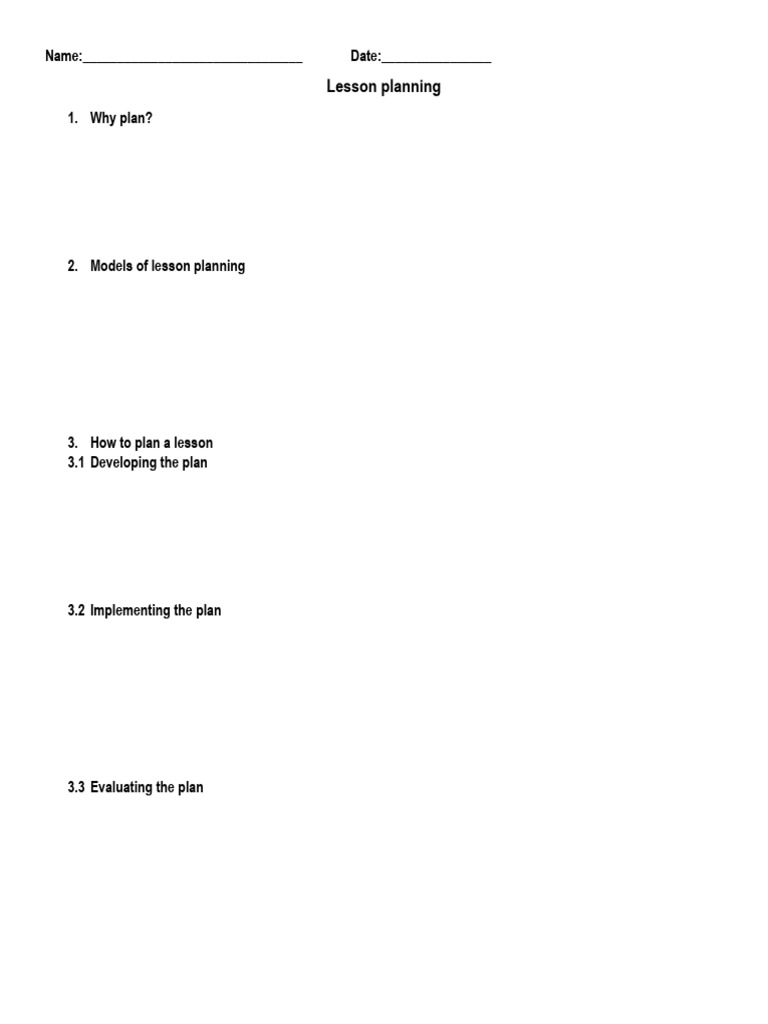 Lesson Planning: Name: - Date | PDF | Career & Growth | Art