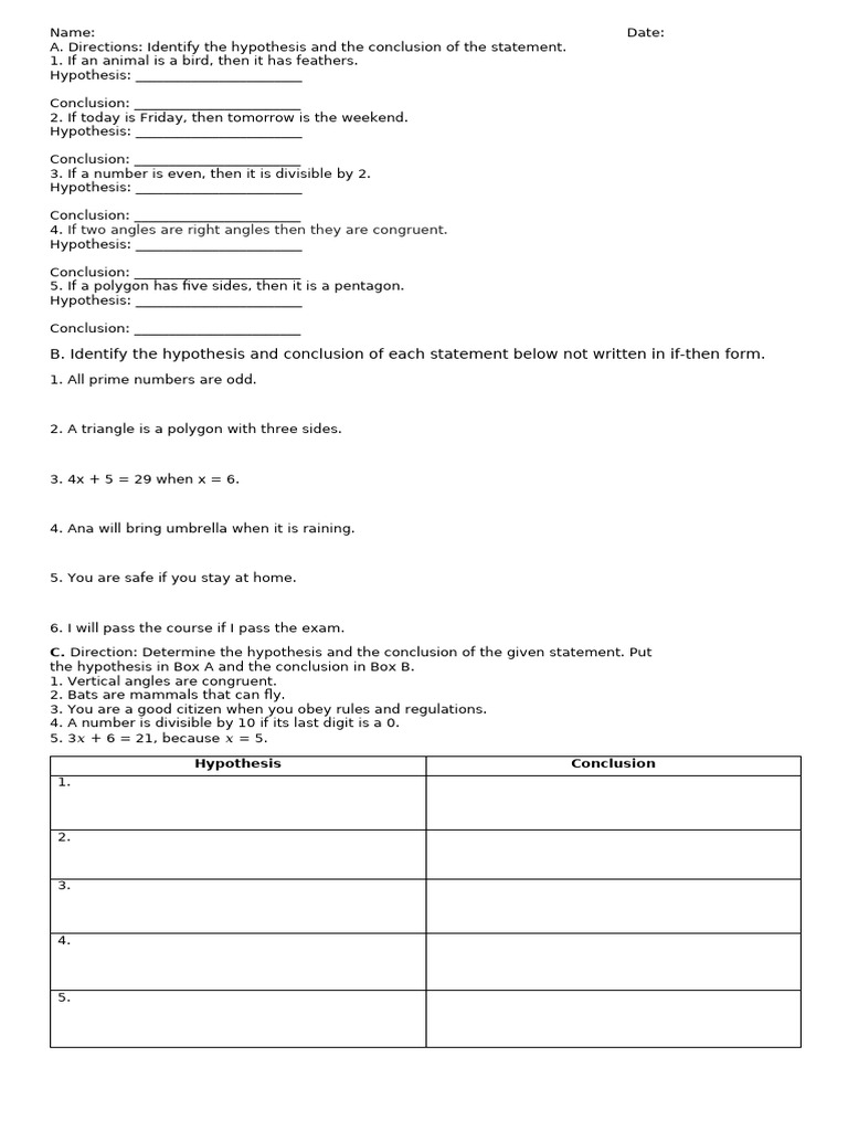 Activity 2 - If-Then Statement | PDF