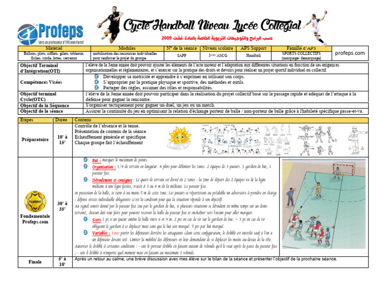 Séance de handball : passe et va U15 | PDF