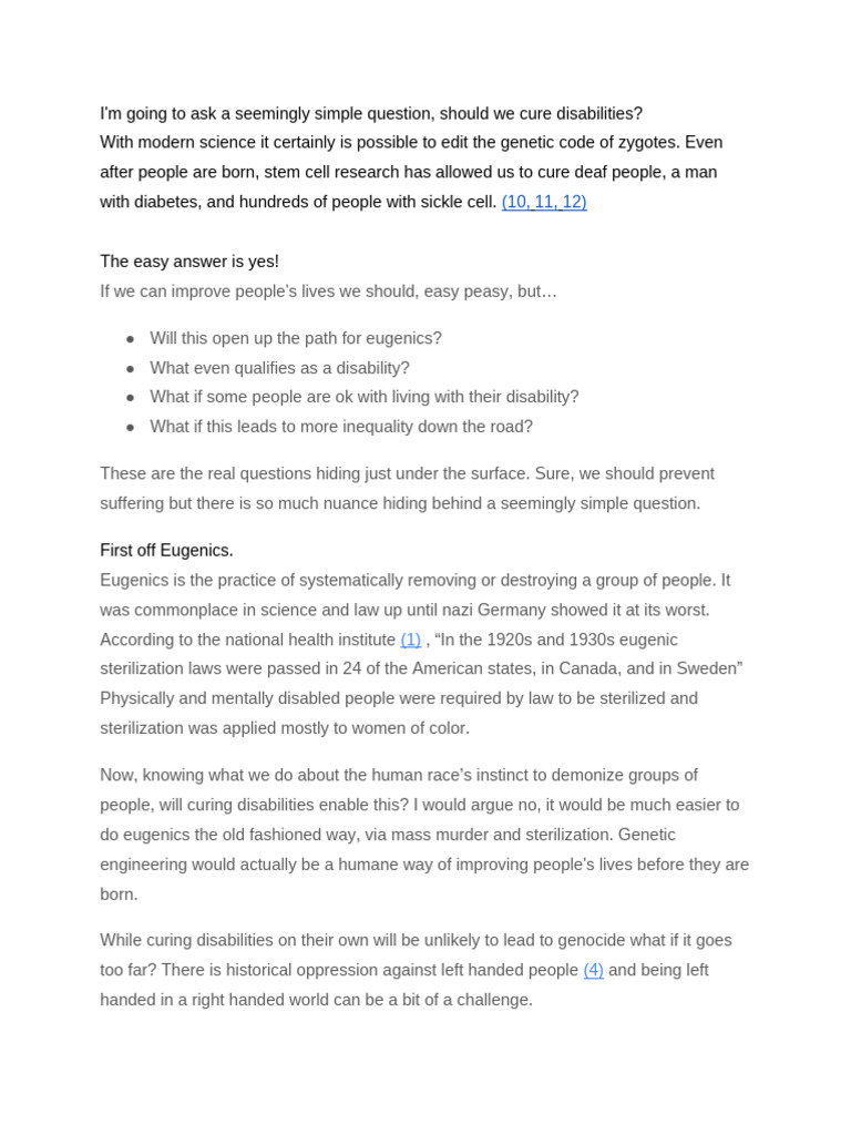 Curing Disabilities: Ethical Dilemmas | PDF | Autism Spectrum | Eugenics