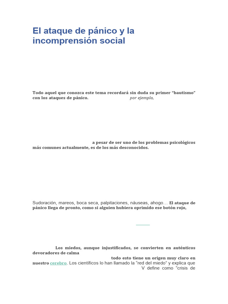 El Ataque de Pánico y La Incomprensión Social | PDF | Ataque de pánico ...