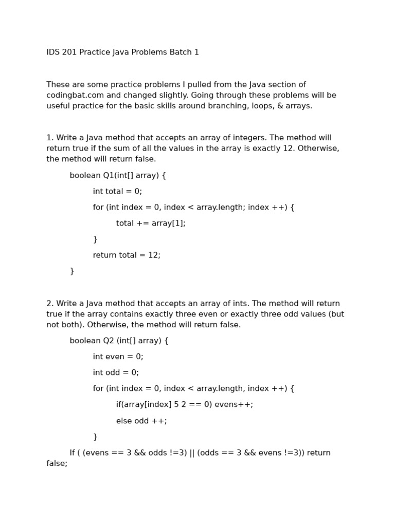 Java Problems Practice