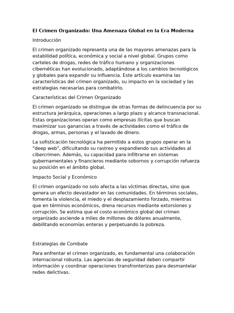 El Crimen Organizado | PDF | Crimen organizado | Corrupción política